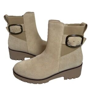 Blondo DAHLIA NWT Womens‎ Size 11M Waterproof Buckle Cow Beige Suede Boots